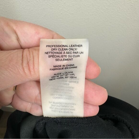 Alice + Olivia Leather Trimmed Ponte Pants Leggings Black Size 8 Celeb Favorite - Picture 7 of 7